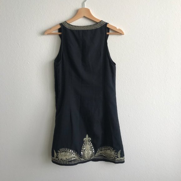 FP Free People Black and Gold Paisley Sequin Mini Dress Size 0 - Picture 8 of 8